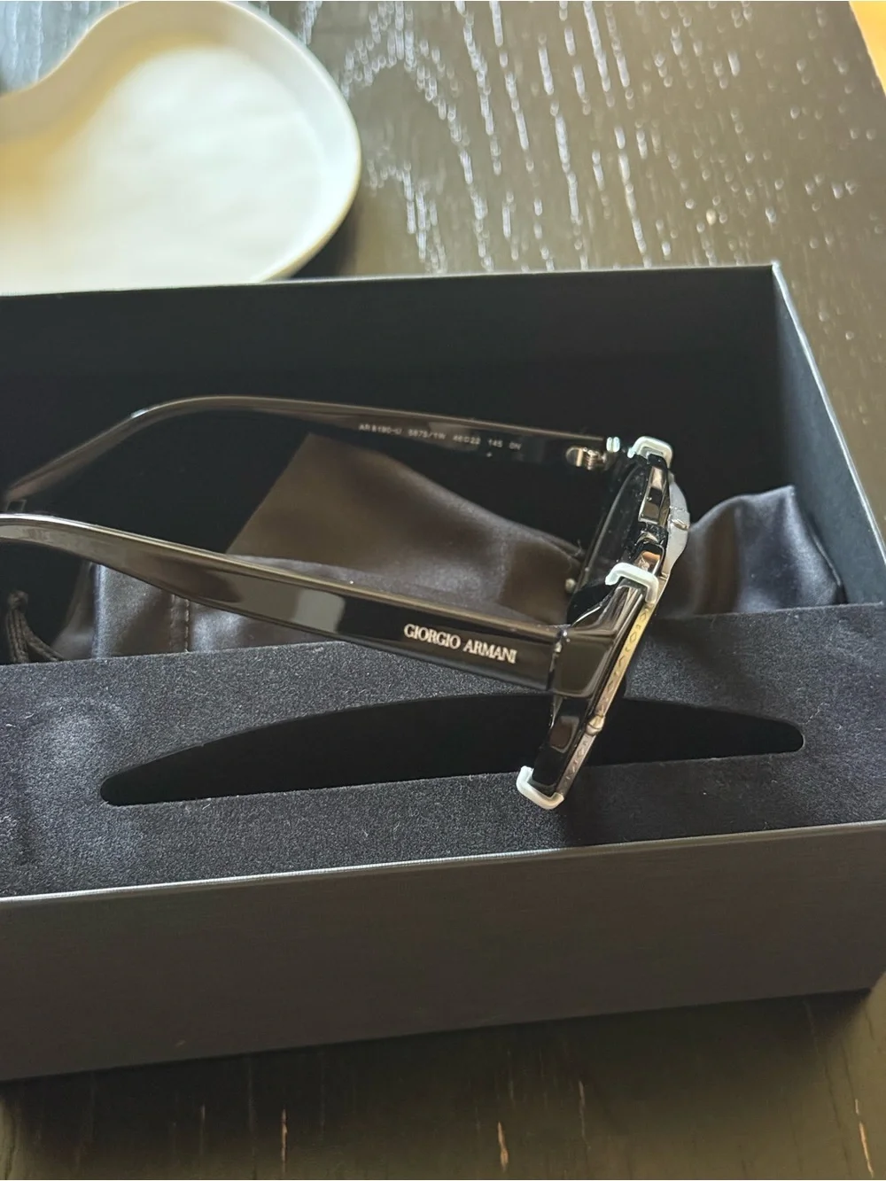 Giorgio Armani Black Frame Sunglasses with Green Lenses